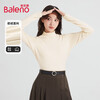 Baleno (Baleno) women's bottoming shirt autumn and winter new style inside and outside half turtleneck long-sleeved breathable German thin velvet warm tops for women 9.3 Apricot #Solid Color Thin Velvet Warm M