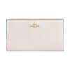 COACH 18 Fashionable Simple Solid Color Pebbled Leather Wallet Small Women's Chalk Color Basic Pack (Bag + Dust Bag)