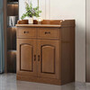 Solid wood sideboard living room wine cabinet tea cabinet multi-functional kitchen tea cabinet home preparation cabinet cupboard cabinet 0.8 meters two doors (walnut color)