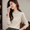 Luo Meng light Chinese lace bottoming shirt half turtleneck T-shirt 2025 spring and autumn new long-sleeved inner slim shirt top Crescent color M (recommended 85-100 pounds)