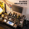 KAMAN cosmetics storage box desktop high-end glass skin care product storage box light luxury beauty brush storage rack small black box series three-piece set