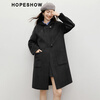 Red sleeve MIU college style woolen coat 2025 winter new women's hooded temperament mid-length double-sided woolen coat dark gray 080 M