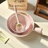 Cream powder strawberry ceramic bowl and spoon for household high-looking rice bowl girl's heart dessert bowl underglaze color tableware set 1 piece light pink strawberry handle bowl