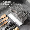 304 stainless steel chopstick barrel household chopstick storage box kitchen chopstick cage wall-mounted knife holder spoon storage rack round line style 2-grid chopstick cage