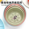 Drain basket, enlarged and thickened, plastic oval hollow kitchen household single layer large fruit washing and vegetable draining basket, sky clear blue, cooked glue PP material, small + medium + large