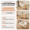 Funwudou small apartment movable folding dining table home round table light luxury modern simple multi-functional home dining sideboard integrated 1.4 meters glass door all solid wood round folding dining table skin texture texture milk 11