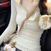 Langsha Floral Fake Two Piece Bottoming Shirt Women's Long Sleeve 2025 Autumn New Style Slim Fit Pure Sexy Hot Girl Lace Top