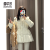 Snow Flying (SNOWFLYING) 2025 winter new temperament waist down jacket women's slim slim hooded thickened mid-length white duck down jacket temperament black M suitable for 110-130 pounds