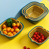 Xincong double-layered sink drain basket six-piece set for kitchen fruit plate living room household washing basin vegetable basket rounded corners medium blue and yellow 1 piece set 2 pieces
