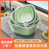 YOUQIN double-layered sink drain basket eight-piece set for kitchen, living room, home fruit plate, simple plastic vegetable basket, matcha green - double-layered drain basket, 8-piece set