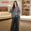 Yaya (YAYA) short down jacket 2025 autumn and winter new style fashionable and sweet little round neck simple versatile warm thick coat ZP Gray Comes with the same scarf in the picture S (155)