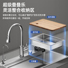 Naita (NTNO) kitchen sink large single sink dishwashing basin integrated basin 304 stainless steel thickened 5.0 embossed wear-resistant slag collecting dishwashing sink Yayin slag collecting large single sink + three-speed pull-out faucet 75*46cm Taiwan-controlled drain - thickened 5.0