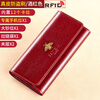 Banyanu wallet women's long genuine leather fashionable large capacity 2025 new style exquisite Korean style simple multi-functional wallet burgundy - anti-theft brush
