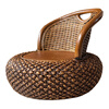 Shantou Lincun Rattan Rattan Chair Backrest Single Small Chair New Chinese Style Simple Balcony Home Living Room Coffee Table Tatami Low Stool Light Coffee (With Legs)