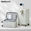Hanker suitcase trolley suitcase 103 liters large capacity 26 inches plus smoke white cup holder charging side opening aluminum frame