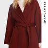 ELLASSAY autumn and winter new style sheep wool elegant temperament lace-up waist suit collar woolen coat for women EWB354D00500
