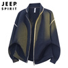 JEEP SPIRIT Jeep Jacket Men's Sweater Sweater Men's Autumn and Winter American High-End Casual Trendy Clothes Navy XL