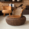 Shantou Lincun Rattan Rattan Chair Backrest Single Small Chair New Chinese Style Simple Balcony Home Living Room Coffee Table Tatami Low Stool Light Coffee (With Legs)
