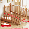 Beech wood spliced bed crib solid wood children's bed widened children's bedside bed with raised guardrails single bed (three side guardrails) + 6cm removable and washable coconut palm mattress 150*60CM side lift all beech