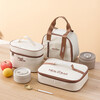 DONGRAN insulation bag thickened aluminum foil rectangular round large-capacity lunch box bag student office worker portable lunch bag with rice off-white oval heightening