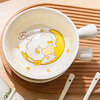 Cream tableware for one person, cartoon ceramic handle bowl, underglaze color instant noodle bowl, household rice bowl, high-looking plate, Goodnight Sheep (handle bowl) 1-piece set