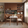 Gougejia sideboard and wine cabinet, wall-mounted integrated dining table, built-in custom-made deep walnut high-end cabinet for small apartments in the living room, 0.8m*2.0m high (two-door sideboard), free perforated board and double-hole track socket by default