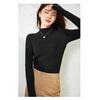 New fashionable and simple half turtleneck wool blended sweater for women, autumn and winter slim fit and versatile bottoming shirt, black M (90~110 catties)