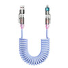 240W data cable four-in-one car spring aromatherapy luminous data cable suitable for Apple and Huawei type-c fast charging upgraded model comes with aromatherapy spring four-in-one 2 meters ice blue