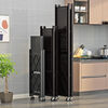 Installation-free floor-standing folding storage rack storage rack microwave oven rack living room kitchen multi-layer storage trolley pot rack thickened carbon steel black five layers - second folding + no installation required
