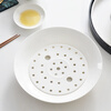 Guoyue bone china dumpling plate double-layer drained rice plate gold-rimmed dumpling plate household European large ceramic deep plate pure white drained dumpling plate (bone china) 26cm 2 pieces