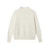 Jing Tokyo sweater women's fashionable sweater clothes winter coat women's pure wool sweater round neck cream white M