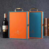 Du Zhunyu red wine gift box 2 empty boxes new luxury sub-wine box 2 bottles gift wine box retro black leather wood knot window open to view two wine bottles + wine utensils (excluding wine)