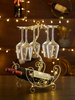Fantasy creative wine rack, home wine bottle rack, upside-down wine glass rack, European style wine cabinet ornaments, wine rack, small flower boat - gold + 6 180ml wine glasses