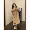 Korean style small women's woolen coat 2025 new autumn and winter thickened quilted woolen mid-length coat windbreaker milk coffee color cotton thickened L