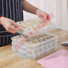 CLCEY frozen dumpling box, special quick-frozen dumplings, frozen wontons, refrigerator fresh-keeping storage box, divided box food, transparent two layers and one lid, can hold 42 dumplings