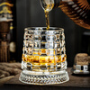 BANGBEBE Macallan's same creative crystal rotating whiskey glass style tumbler beer glass decompression foreign wine glass diamond style rotating cup (with base) set of two