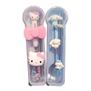 Shiganu Sanrio 304 stainless steel portable tableware single child cartoon chopsticks spoon office worker three-piece set genuine kitty (free three-dimensional stickers)
