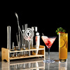 Xiangmanchu Stainless Steel Mixer Set Boston Shaker Container Shaker Cup Commercial Cocktail Mixing Tools Wooden Stand-Boston Set 14-piece Set