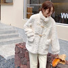 Fistel lamb wool coat for women 2025 autumn and winter new style small fragrant horn button lamb velvet coat small plus velvet cotton coat white with cotton lining L suitable for 115-130 pounds