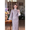 Du Yanzhi 2025 winter new style jacquard composite super soft plus velvet thickened long cheongsam light purple noble and elegant temperament cheongsam light purple plus velvet L 100-110 catties (height standard of 1.6 meters)