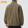 JEEP Jeep Polar Fleece Jacket Men's Autumn and Winter Cardigan Sweater Jacket Warm Top Men's Military Green XL