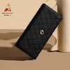 Scarecrow 2025 New Women's Wallet Fashionable and Exquisite Cowhide Small Fragrant Style Wallet Medium Long Clutch Black
