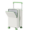 Woodpecker front-opening wide trolley suitcase for women, 37-point widened deep compartment password box, large capacity 28-inch 30-inch suitcase for men, milky white, double-layer explosion-proof zipper * charging port * water cup holder 20 inches small boarding case - peach skin lining - shock-absorbing brake rollers