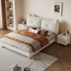 Cream style double bed French children's bed boys and girls soft upholstered bed light luxury modern teen bedroom single bed Cream children's bed丨Please note the color丨Delivery to home 1.35m*2.0m frame structure