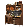 Mulya mid-century style all-solid wood sideboard storage integrated multi-functional storage cabinet wine cabinet kitchen cabinet wall-mounted tea cabinet mid-century style + black solid wood sideboard 160X40X173 door-to-door delivery package installation