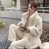 Fistel lamb wool coat for women 2025 autumn and winter new style small fragrant horn button lamb velvet coat small plus velvet cotton coat white with cotton lining L suitable for 115-130 pounds