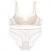 Victoria's style sexy secret French lace underwear for women push up small breasts thin anti-sagging sexy bra set apricot set 70A 32