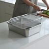 SHIMOYAMA 304 stainless steel vegetable washing and draining basket single-slot deep fruit and vegetable washing basin large square dish draining rack 5L vegetable preparation basin - width 32.7*depth 23.7*height 1