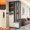 Ye Yu Qingshe solid wood entrance cabinet shoe cabinet integrated simple multi-functional living room entrance partition cabinet wine cabinet shoe stool storage cabinet goods upstairs solid wood board self-installation starry sky gray 80cm long left stool + smart sensor light