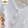 First-diameter stand-up collar fungus lace plus velvet lace bottoming shirt for women, loose shirt that looks slim and covers the flesh, small fragrance, thickened and warm in winter, white 2XL 180 yards (115-130 pounds)